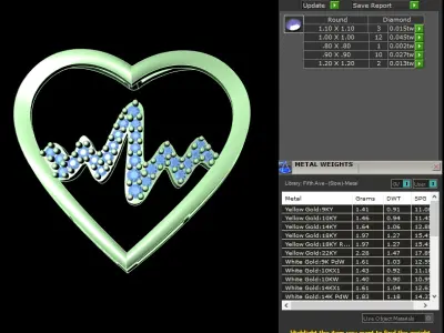 light weight yellow gold  diamond pendent -DOC-P8090 3D print model