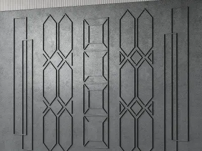 Wall composition with moldings Modern minimal geometric pattern 3D model
