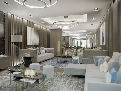 Corona - C4D Scene Files - London Luxury Living Area - Interior 3D model