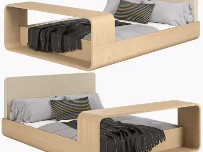 Boomerang Sliding Bed-Modern Minimalist 3D Furniture Model Low-poly 3D model
