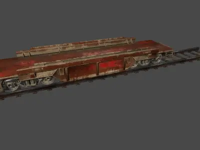 Train rusty car Low-poly 3D model
