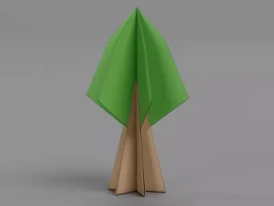 Paper Tree V3 Low-poly 3D model