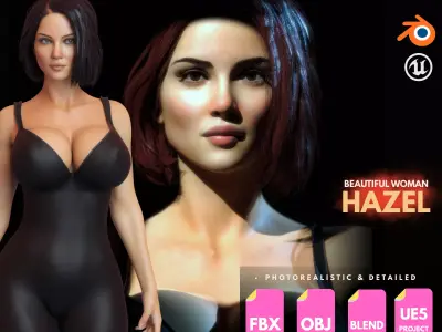 Detailed Realistic Girl Rigged Model Unreal Engine Ready - Hazel Low-poly 3D model