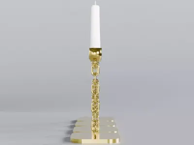 Alphabet Chain FEAR Gold Candleholder 3D Model True 4K PBR Rnder Low-poly 3D model