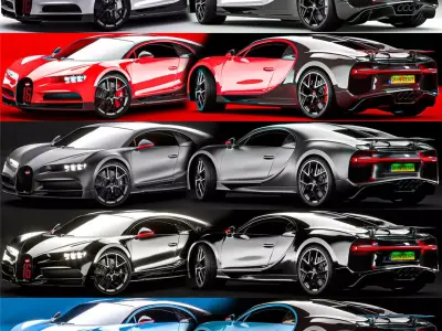 Realistic Bugatti Chiron Sport 2021 Collection 3D Model Pack