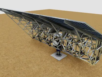 Solar Tracking Pole-3x6 Panel Layout-Single Table Low-poly 3D model