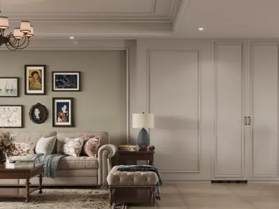 Luxury living room dining room interior scenes 45 3D model