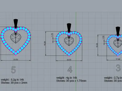 HEART PENDANT LOVE SIGN - Diamonds Valentines Day 3D print model