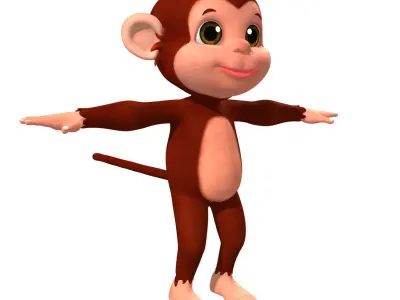 Cartoon Monkey Low-poly 3D model