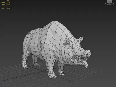 Lowpoly boar running 3D model