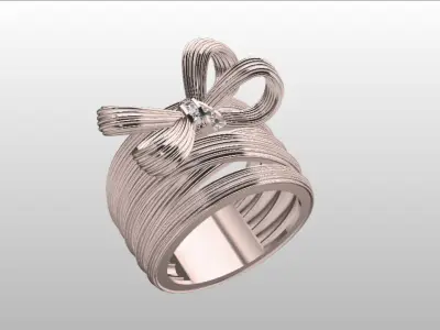 luxury bow elegant ring 3D print model