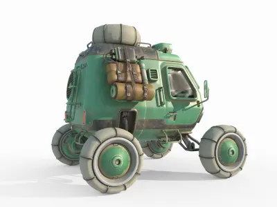 Future sci-fi retro planet exploration vehicle 3D model