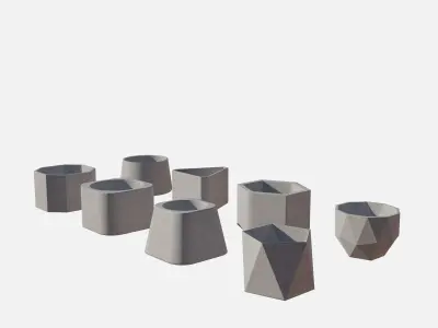 Cement pot  Low-poly 3D model