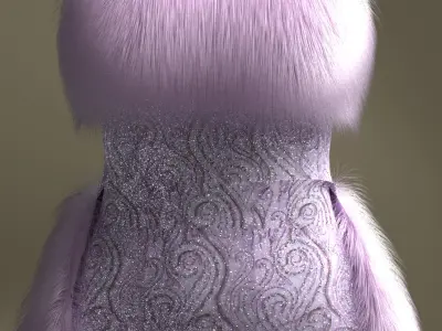 Lavender fur dress 3D model