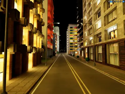 City Downtown Skyscraper Street - Night - Unreal - Lot 04 Low-poly 3D model