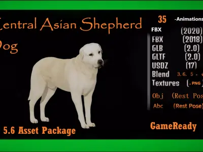 Central Asian Shepherd Dog Low-poly 3D model