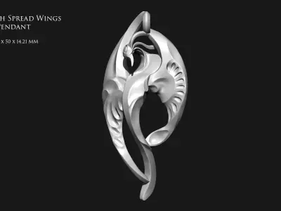 Bird with Spread Wings Pendant 3D print model