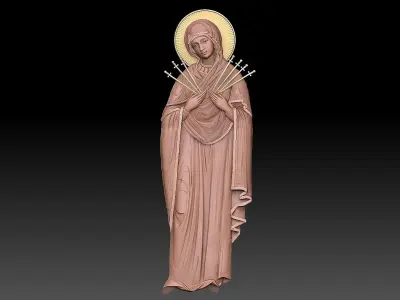 Mary of Sorrows virgin marry 7 swords 3D print model