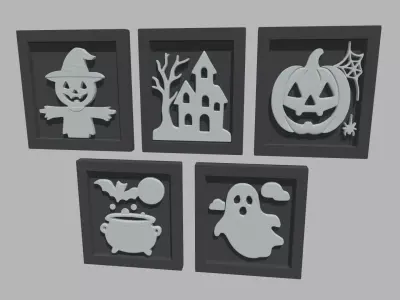 Halloween Pictures Frames 02 Low-poly 3D model