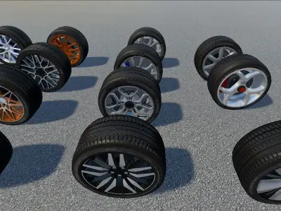 Realistic Wheel Pack Low-poly 3D model