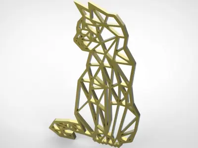Cat Line Art Wall Decor 3D print model