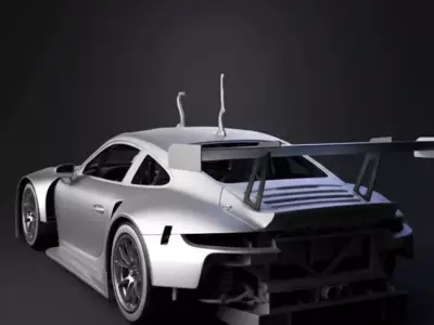 High-Detail 3D Render of a Racing Car with Open Hood 3D model