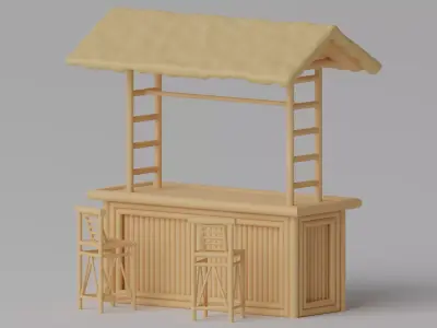 Tropical Bamboo Beach Bar Tiki 3D model