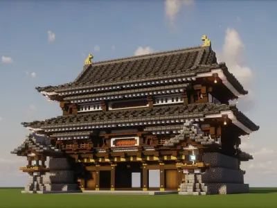  Japanese Castle  - 3D MODEL  Jiu Yue Castle Hatogoe Gate 3D model