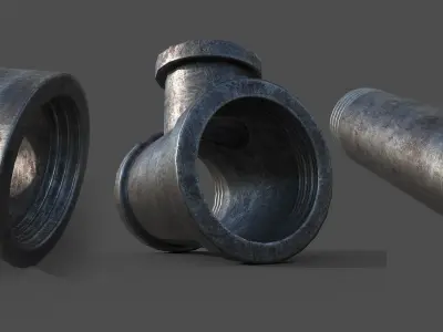 Plumbing Parts kit lowpoly 15 pisces  Low-poly 3D model