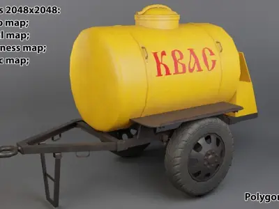 Trailer with kvass Low-poly 3D model
