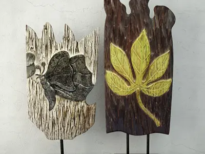 Albesia Wood Carved Decoration 3D model