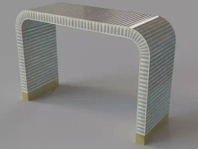 Waterfall Inlay Console Table Gray And White 3D model