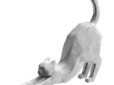 Cat Sculpture Low-poly 3D model