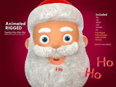 Animated Santa Ho Ho Ho Low-poly 3D model