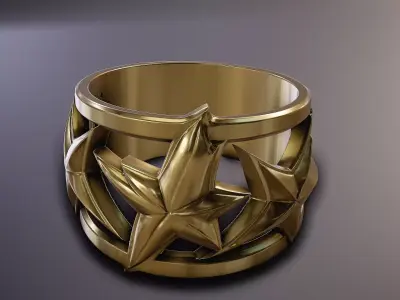Star Motif Gold Ring  3D print model