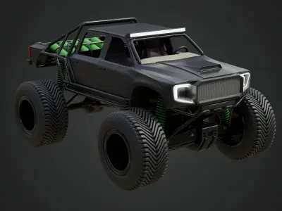 Black Matte Trophy Truck 3D model