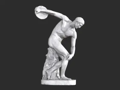 Discobolus Statue - Marble Low-poly 3D model