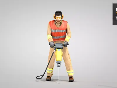 Builder with Jackhammer 3D model