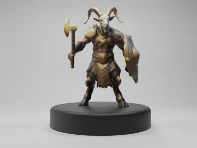 Goat Warrior 3D Model Mythical Fantasy Character Low-poly 3D model