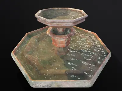 Octagon Marble Fountain  Low-poly 3D model