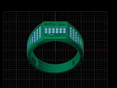 Print Ready STL 3DM  Gents Rings Diamond Men Ring  3D print model 227