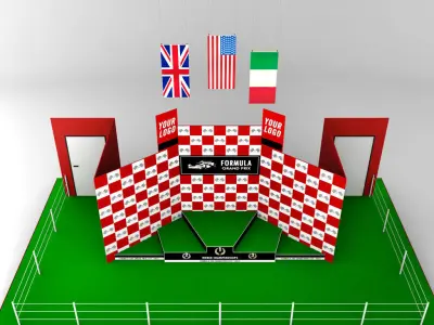 Formula One sport podium Low-poly 3D model