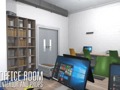 Office room - interior and props 3D model