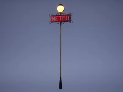 Metro Sign Low Poly Game Ready  Low-poly 3D model