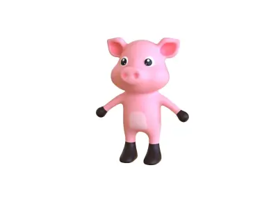 High-Quality 3D Cute Pig - Animated for Games Low-poly 3D model