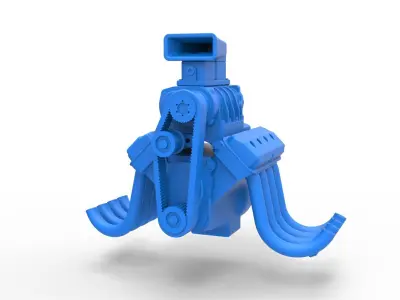 Engine V8 for vintage dragster Version 7 Scale 1 to 25 3D print model