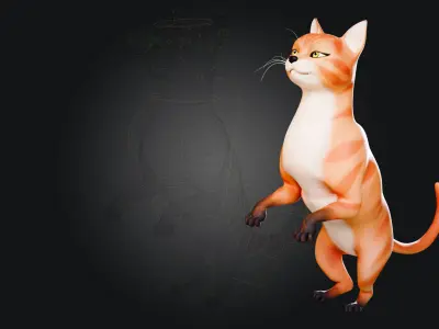 Rigged Cute Cat Low-poly 3D model
