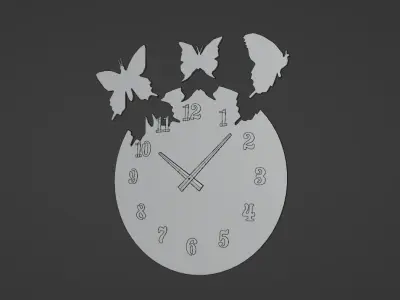 Butterfly Decoration Wall Clock 3D model