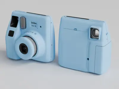 Low Poly Instax Mini SE Camera - Game Ready PBR 3 Colors Low-poly 3D model