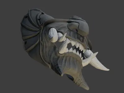 Wearable Oni Mask 11 Demon Half Draco Face 3D print model